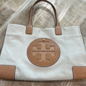 Tory Burch Ella tote canvas and camel